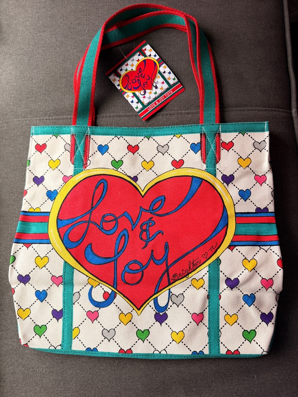 Brighton Love & Joy Multicolor Heart Canvas Tote
